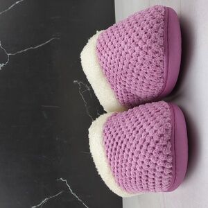 UltraIdeas Women's Comfy Coral Fleece Memory Foam Slippers Purple/White sz 9-10